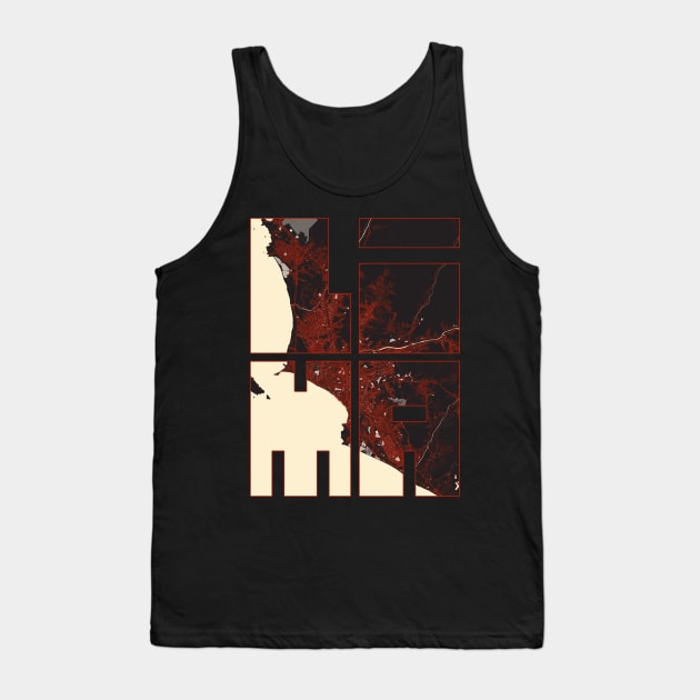 Lima, Peru City Map Typography - Vector Tank Top by deMAP Studio